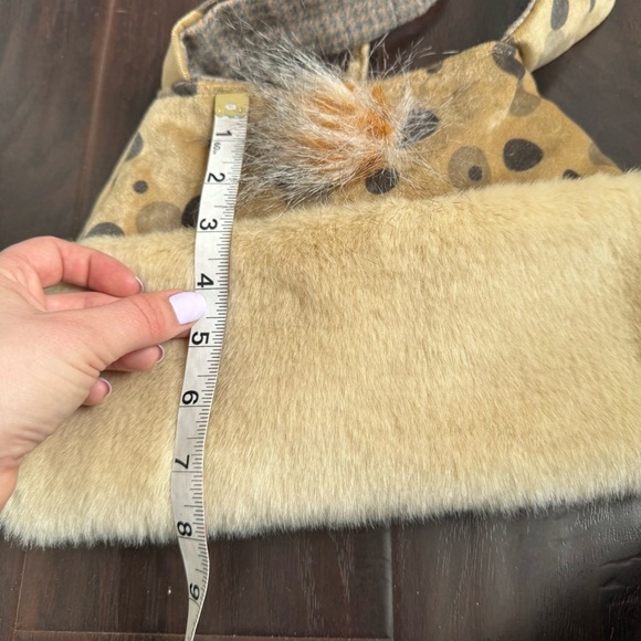 Handmade shabby chic Polka Dot and Cream Shoulder Bag with real fur Y2K - Picture 7 of 7